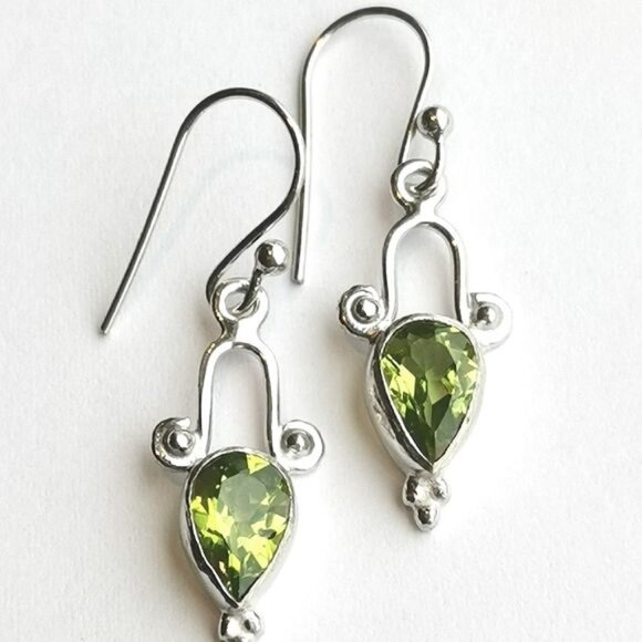 Jem Designs Shop Jewelry - PERIDOT drop dangle earrings in Sterling Silver   🆕